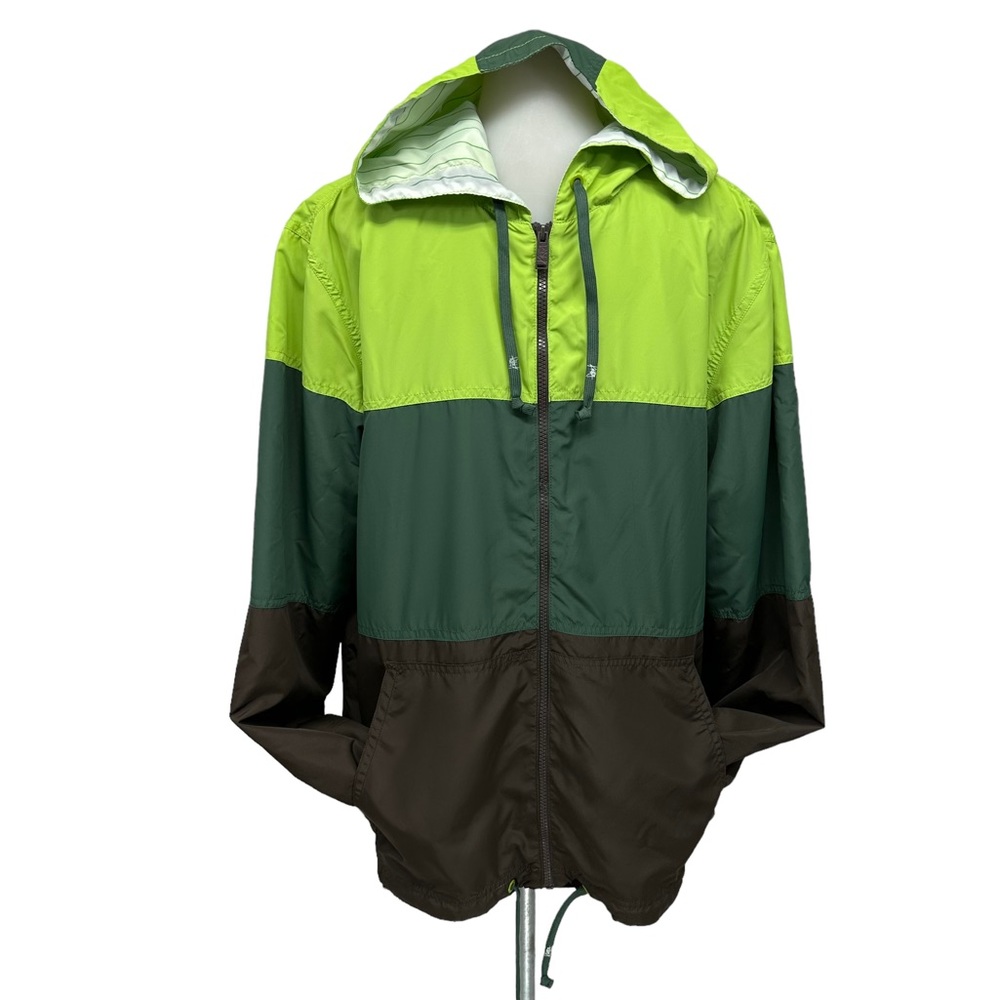 KIRRA Jacket Windbreaker Mens Sz Large Lightweight Green Brown Zip Color…